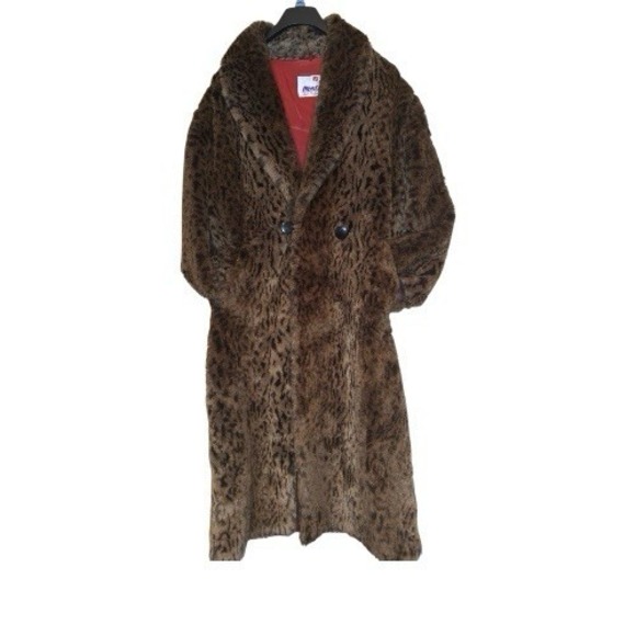Monterey Fashions Jackets & Blazers - MONTEREY FASHIONS LEOPARD PRINT FAUX FUR COAT SHAWL COLLAR Long Coat Size 14